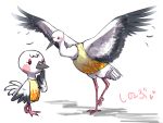  animal bird denmoko doubutsu_no_mori feathered_wings feathers heart makeup no_humans open_mouth shinobu_(doubutsu_no_mori) simple_background solo swan white_background wings 