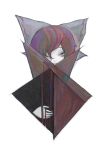  1girl abstract ashitano_kirin bow covered_face covered_mouth high_collar highres large_bow one_eye_covered pale_skin portrait redhead sekibanki short_hair simple_background solo touhou violet_eyes white_background 