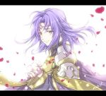  1boy cape fire_emblem fire_emblem:_seima_no_kouseki kizuki_miki looking_at_viewer lyon_(fire_emblem) purple_hair red_eyes smile solo 