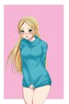  1girl blonde_hair blue_eyes highres long_hair looking_at_viewer naked_sweater pointy_ears princess_zelda solo sweater the_legend_of_zelda the_legend_of_zelda:_breath_of_the_wild wasabi_(legemd) 
