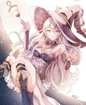  1girl atoatto dress female_my_unit_(fire_emblem_if) fire_emblem fire_emblem_if hat lantern long_hair looking_at_viewer my_unit_(fire_emblem_if) pointy_ears red_eyes smile white_hair witch witch_hat 