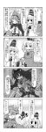  4koma 5girls anger_vein blush bow bowl buuwa cape comic commentary_request cup earmuffs flying_sweatdrops ghost_tail greyscale hair_bow hands_in_sleeves hat heart highres holding long_hair long_sleeves monochrome mononobe_no_futo multiple_girls short_hair sidelocks soga_no_tojiko speech_bubble sweat tate_eboshi teapot touhou toyosatomimi_no_miko translation_request wide_sleeves yorigami_jo&#039;on yorigami_shion yunomi 