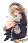  1girl apron blonde_hair blue_eyes boots braid character_name full_body g36_(girls_frontline) girls_frontline glasses gloves high_heel_boots high_heels highres long_hair looking_at_viewer maid maid_apron maid_headdress ndgd_(bean1215) sketch smile 
