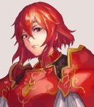  1girl armor fire_emblem fire_emblem:_mystery_of_the_emblem hashiko_(neleven) headband looking_at_viewer minerva_(fire_emblem) red_armor red_eyes redhead short_hair solo 
