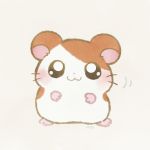  :3 ayu_(mog) blush chibi closed_mouth commentary_request full_body hamster hamtaro hamtaro_(hamtaro) looking_at_viewer no_humans pink_background simple_background solo standing whiskers 
