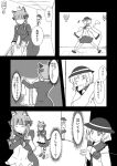  2girls animal_ears blouse bow braid buttons cat_ears comic dress greyscale hair_bow hat heart heart_of_string highres kaenbyou_rin komeiji_koishi long_hair long_sleeves monochrome multiple_girls noku_(eco) shirt short_hair skirt tears third_eye touhou translation_request twin_braids wheelbarrow 