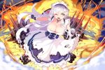  1girl azur_lane belfast_(azur_lane) breasts cleavage dress one_eye_closed open_mouth ratio_(ratio-d) white_hair 