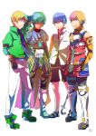 4boys armor blonde_hair blue_hair boots claude_kenni commentary_request crossover edge_maverick fayt_leingod happy knee_boots multiple_boys roddick_farrence short_hair so3fans star_ocean star_ocean_first_departure star_ocean_the_last_hope star_ocean_the_second_story star_ocean_till_the_end_of_time 