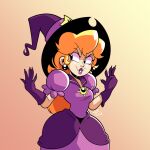  blonde_hair dress earrings gloves hat jewelry lipstick looking_to_the_side makeup matt_froese princess_peach purple_dress purple_gloves purple_lips super_mario_bros. witch_hat 