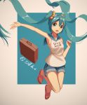  1girl armpits artist_name eahi floating_hair hatsune_miku highres long_hair outstretched_arm solo twintails very_long_hair vocaloid 