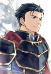  armor blue_eyes blue_hair cape fire_emblem fire_emblem:_rekka_no_ken hector_(fire_emblem) kiyuu pauldrons portrait solo 