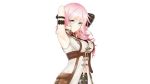  1girl apt armpits arms_behind_head arms_up bad_id bad_pixiv_id final_fantasy final_fantasy_xiii green_eyes highres lightning_farron navel pink_hair solo wallpaper 