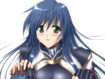  1boy 1girl blue_hair breasts commentary_request fayt_leingod gloves green_eyes long_hair maria_traydor pin.x star_ocean star_ocean_till_the_end_of_time 