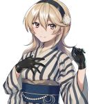  1girl female_my_unit_(fire_emblem_if) fire_emblem fire_emblem_if flower gloves grey_background hair_flower hair_ornament japanese_clothes kimono looking_at_viewer my_unit_(fire_emblem_if) pointy_ears red_eyes simple_background smile solo tdob_mk2 white_hair 