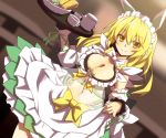  1girl apron blonde_hair breasts character_request cleavage collarbone flower_knight_girl large_breasts long_hair looking_at_viewer maid maid_apron maid_headdress mizunashi_(second_run) solo waist_apron yellow_eyes 
