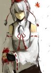  bad_id blood detached_sleeves hat highres inubashiri_momiji serious short_hair silver_hair sketch tokin_hat touhou unknown_(artist) unknown_(pixiv315238) 