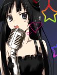  1girl akiyama_mio bangs black_hair blunt_bangs don&#039;t_say_&quot;lazy&quot; don&#039;t_say_lazy erzihua_guimao hat hime_cut k-on! microphone microphone_stand mini_top_hat solo top_hat yumioni 