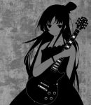  1girl akiyama_mio bangs bass bass_guitar black_hair blunt_bangs don&#039;t_say_&quot;lazy&quot; don&#039;t_say_lazy gothic_lolita guitar hat hime_cut instrument k-on! les_paul long_hair lowres mini_top_hat solo suisen_(pixiv217818) top_hat 