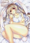   arms_crossed bed blond_hair rabbit_ears bunny_tail long_hair lying panties red_eyes ribbon tagme thigh-highs  