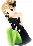  1girl bun don&#039;t_say_&quot;lazy&quot; don&#039;t_say_lazy dress elbow_gloves gloves green_legwear hair_bun hair_ribbon k-on! kotobuki_tsumugi mizuki_makoto pantyhose ribbon solo 