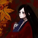  black_eyes japanese_clothes katana kimono last_blade last_blade_2 leaf leaves long_hair lowres snk sword takane_hibiki weapon 
