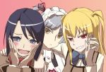  blush maid maria_holic miyamae_kanako mole school_uniform shidou_mariya shinouji_matsurika short_hair trap twintails vel 