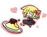  blush chibi eating fang hair_ribbon heart lowres outstretched_arms pudding ribbon rumia spread_arms touhou yanagi_(artist) 