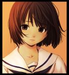  bob_cut border brown_hair bust face lips looking_at_viewer portrait school_uniform serafuku short_hair suke_akurou uniform 