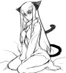  barefoot breasts c.c. cat_ears cat_tail cc code_geass creayus kneeling large_breasts long_hair monochrome sketch tail thighs 