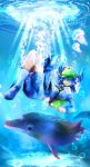  bag blue_eyes blue_hair dolphin hat jellyfish kawashiro_nitori mikihiro touhou twintails underwater 