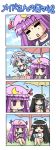  4girls 4koma :&gt; =_= ^_^ animal_ears black_hair bunny_ears closed_eyes colonel_aki comic houraisan_kaguya izayoi_sakuya long_hair multiple_girls neet nintendo_ds open_mouth patchouli_knowledge reisen_udongein_inaba silent_comic touhou translated umbrella very_long_hair 