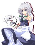  bad_id blue_eyes izayoi_sakuya knife maid silver_hair touhou twin_braids yuurakudou_kurono 