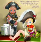  barefoot bicorne binoculars blonde_hair blue_eyes boots boro braid chat chat_(cosplay) cosplay costume_switch dark_skin feet hat jolly_roger multiple_girls nintendo_ds patty_(vesperia) patty_fleur patty_fleur_(cosplay) pirate_hat playstation_3 playstation_portable ps3 psp shoes short_hair single_shoe soles tales_of_(series) tales_of_eternia tales_of_vesperia translated translation_request tricorne twin_braids xbox_360 