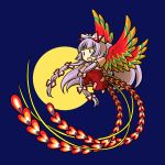  chibi fujiwara_no_mokou full_moon moon phoenix simple_background socha touhou wings |_| 