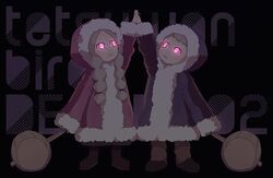  braid faroid glowing glowing_eyes hammer high_five highfive ice_climber ice_climbers nana_(ice_climber) nintendo parody popo_(ice_climber) shuzoku_fumei super_smash_bros. tasera tetsuwan_birdy tetsuwan_birdy_decode 