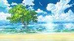  beach clouds cloudy_sky day horizon no_humans ocean original outdoors plant saitama_(nrh49840) sand scenery shore sky still_life tree water 