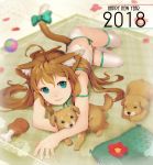  1girl 2018 animal animal_ears cat_ears cat_tail dog happy_new_year highres looking_at_viewer nengajou new_year original segamark solo tail year_of_the_dog 