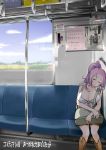  freckles otakubeam pink_hair sleeping train_interior 