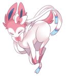  bow closed_eyes facing_viewer heart no_humans pink_(4chan) pokemon pokemon_(creature) solo sylveon white_background 