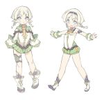  1girl :&gt; blade_(galaxist) blonde_hair blue_eyes blush braid circlet concept_art elf full_body hairband juno_bernal looking_at_viewer official_art open_mouth pointy_ears pop-up_story short_shorts shorts smile twin_braids 