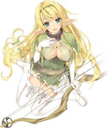  1girl blonde_hair blue_eyes bow collar elf highres isekai_maou_to_shoukan_shoujo_dorei_majutsu long_hair pointy_ears shera_l_greenwood tsurusaki_takahiro 