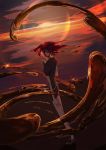  androgynous azuzatori crying crying_with_eyes_open gem_uniform_(houseki_no_kuni) highres houseki_no_kuni looking_at_viewer mercury red_eyes redhead scenery shinsha_(houseki_no_kuni) short_hair solo sunset tears twilight water 