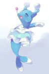 :d blue_background blush brionne crying fang fins full_body hideko_(l33l3b) highres no_humans open_mouth pokemon pokemon_(creature) simple_background smile solo tears