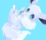  blue_background blue_eyes blush eevee fluffy hideko_(l33l3b) highres ice looking_at_viewer no_humans parted_lips pokemon pokemon_(creature) simple_background smile solo 