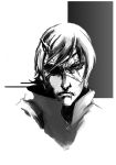  androgynous character_request cosplay metal_gear_(series) metal_gear_solid metal_gear_solid_v monochrome short_hair solo venom_snake 