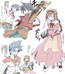  1girl ashley_winchester blue_hair coat crossover fairyjack gloves gun headband multiple_boys red_eyes red_vest rody_roughnight short_hair vest virginia_maxwell weapon wild_arms wild_arms_1 wild_arms_2 wild_arms_3 