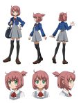  1girl bag brown_hair character_sheet green_eyes gundam gundam_build_divers medium_hair official_art school_uniform transparent_background yashiro_momoka 