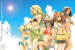  5girls adjusting_eyewear anchor ball bandeau bare_shoulders beachball bikini bikini_top black_hair blonde_hair blue_eyes blush bracelet breasts brown_eyes brown_hair chair clouds commentary_request crossed_arms everyone flat_chest flower hair_flower hair_ornament hibiscus innertube ishizu_ishtar iwaki_soyogo jewelry kawai_shizuka kujaku_mai lens_flare long_hair male_swimwear mazaki_anzu multiple_girls naughty_face navel outdoors polka_dot polka_dot_bikini polka_dot_swimsuit print_bikini profile rebecca_hopkins short_hair sideboob sitting sky smile sports_bikini standing sun sunglasses swim_trunks swimsuit swimwear tan tankini thigh_gap thighs under_boob yu-gi-oh! yuu-gi-ou_duel_monsters 