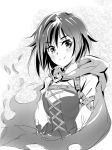  1girl alternate_costume cape commentary_request corset highres iesupa monochrome petals ruby_rose rwby smile solo 