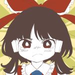  1girl blush closed_mouth commentary_request crying crying_with_eyes_open frown hair_ribbon hakurei_reimu looking_at_viewer nose_blush red_eyes red_ribbon red_vest ribbon sasa_kichi short_hair solo tears touhou upper_body vest 